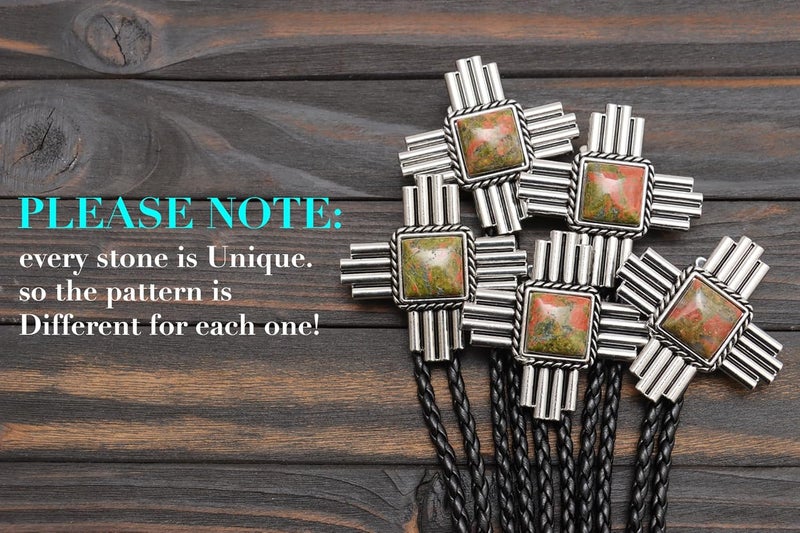 Wentur Stone Bolo Ties for Men Western - Vintage Cowboy Bolo Tie for Women Western Costume Accessories - Image 5